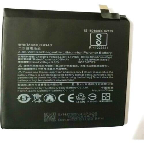 BN43 Replacement Phone Battery For Xiaomi Redmi Note 4X / Note 4 global Snapdragon 625 4000mAh Phone BatteryWith Tools