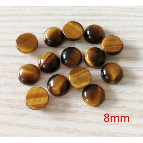 Wholesale fashion 8mm natural tiger eye stone beads charms round CAB CABOCHON for jewelry Accessories 50pcs/lot no hole