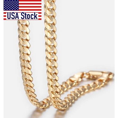Trendsmax Mens Cuban Link Chain Necklace Gold Filled Chain Necklace Gift For Men Hiphop Wholesale Jewelry 4.5mm 50cm 60cm GN438