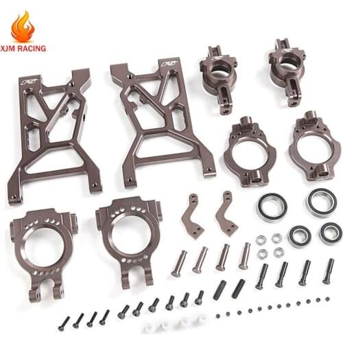 CNC Metal Front Lower Suspension A-Arm &Front Hub Carrier Steering Base Set for 1/5 Rovan Rofun F5 MCD XS-5 Truck Rc Car Parts