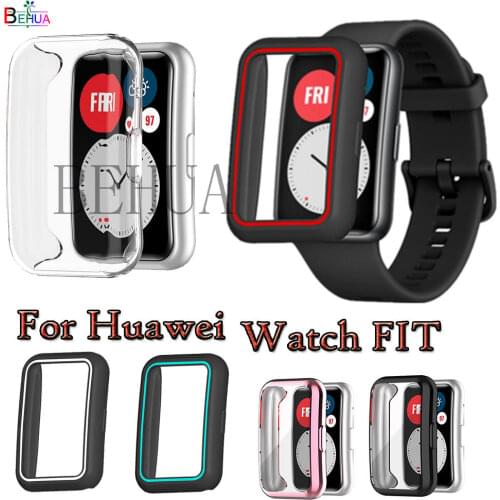 Double Color Screen Protection Watch Case For Huawei Watch Fit Soft Ultra-Thin Tpu Clear Protector Cover Shell Plating cases