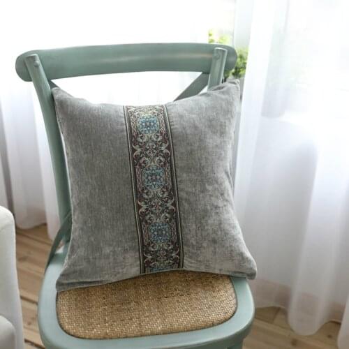 Double sided velvet embroidery Nordic home pillow cushion cover model room soft bag sofa cushion cover gray without core