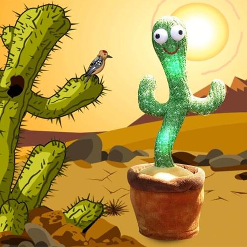 Electronic Shake Plush Dancing Cactus Toy Dance With Light Repeat Your Words Bluetooth Speaker Child Education Toy Home Decor