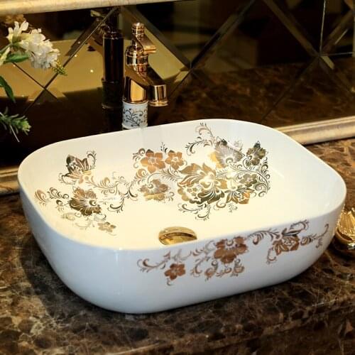 Jingdezhen factory directly art hand painted ceramic wash basin bathroom sinks