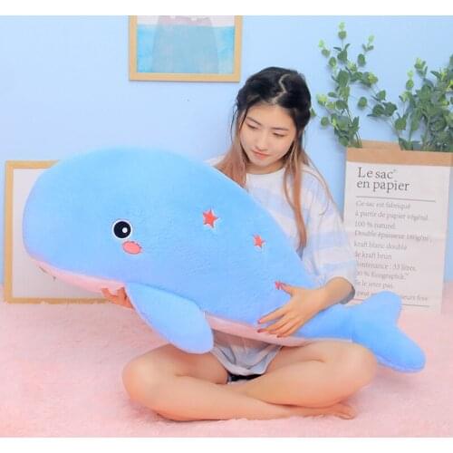 60-100cm Lovely Dream Whale Plush Toy Soft Marine Animal Fish Pillow Doll for Kids Appease Toy Birthday Gift for Children Lover