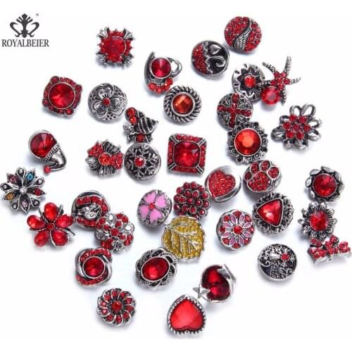 RoyalBeier 36pcs/lot Special Price Snap Button With Rhineston 12mm Snaps Button For Snap Bracelet DIY Jewelry Womens Bracelets