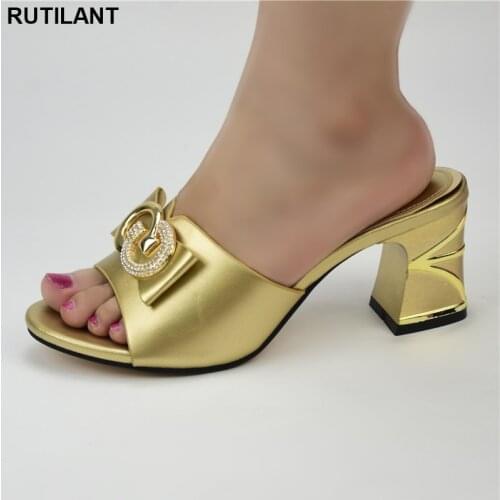 African Shoes for Women Italian Style Party Pumps with Rhinestone Designer Shoes Women Luxury 2020 Ladies Sandals with Heels