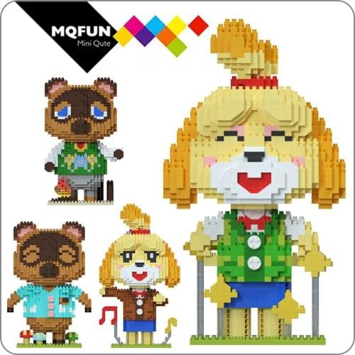 Gejia Cartoon Animal leopard cat Raccoon Tom Crossing Game Building Block 3D Model DIY Mini Diamond Bricks Toy for Children Gift