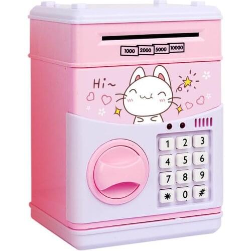 Piggy Bank ATM Password Money Box Cash Coins Saving Box Bank Safe Box Automatic Deposit Banknote Christmas Gift WJ72