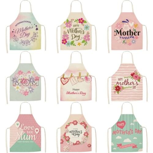 New Mothers Day Kitchen Apron Antifouling Cotton Linen women Chef Cooking Aprons Kitchen accessories 68*55 0055