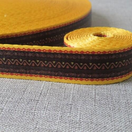 5 Yards Ethnic Style Width 25mm Printed Webbing Bag Tape Dog Safety Belt Strap Collar Leash Harness Decoration Garment Accessory