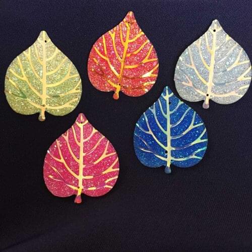 Hot 50pcs 34*40mm AB Resin Heart Shape Rhinestone Leaves Flatback 2 Hole Button Diy Craft K18*10