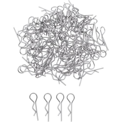 100pcs Metal R-Shaped Pins Cotter Clip for 1/8 and 1/10 Scale RC Racing Cars 100pcs/pack Metal material