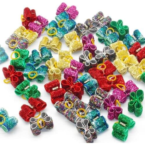 Cute Dog Hair Bows with Rubber Bands Pet Dog Bow Accessories For Long Hair Small Puppy Cat Hair Grooming Accessory Pet Supplies