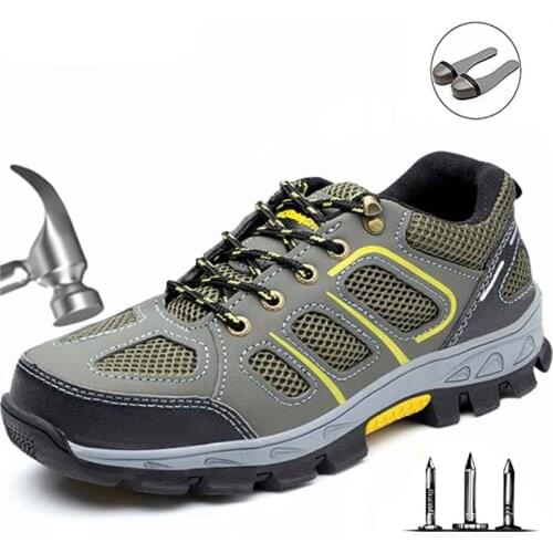 Labor Insurance Shoes Mens Steel Toe Cap Anti-smash Stab Safety Work Breathable Comfortable Wear-resistant Mountaineerin