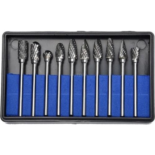OOTDTY 10 pcs Excellent Rotary Burr Set Tungsten Carbide Rotary File for DIY Carving