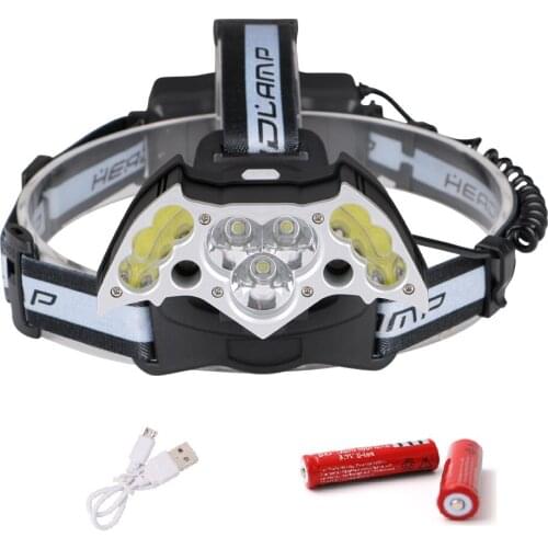 COB LED Headlamp XML T6 Headlight Flashlight Torch USB Rechargeable 18650 Head Light Forehead Cycling Lamp Fishing Head Lantern