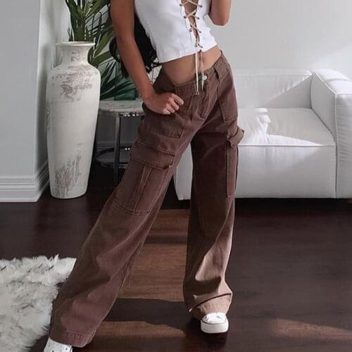 2021 Autumn New Casual Long Pants Solid Women Jeans Hip Hop Mid Waist Trousers Leisure Baggy Vintage Jeans Straight Denim Pants