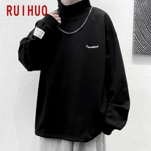 RUIHUO Solid Pullover Sweatshirt Men Harajuku Japanese Streetwear Men Sweat Tracksuit Men Japanese Clothes 3XL 2021 Spring