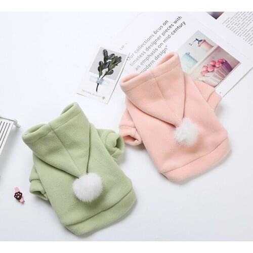 Pet Autumn and Winter Style Plus Velvet Thickening Have a Simple Design Plush Hooded Sweatershirt for Small Pets to Wear