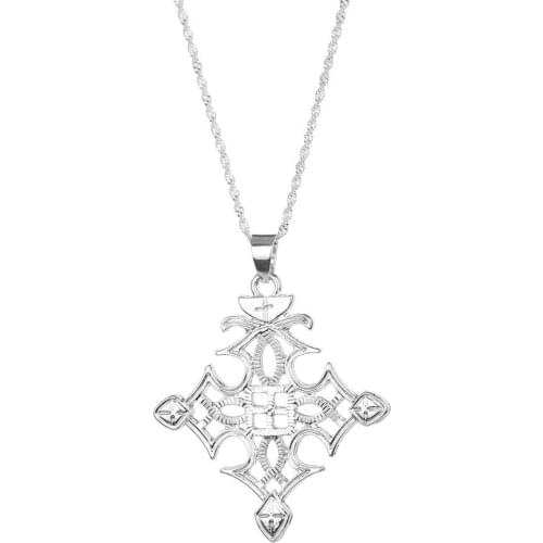 Ethiopian Ethnic Style Silver Color Pendant NecklaceEritrea Habesha Trendy Chain Jewelry