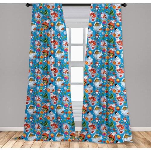 Christmas Curtain Santa Claus Merry Christmas Jolly Present Cartoon Artwork Motifs Window Curtain Living Room Bedroom
