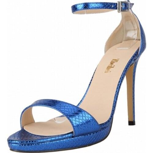 Sexy Women Sandals PU Leather Office Shoes Round Toe PU 11CM Thin High heels Buckle Strap sandal women shoes 2020 size 35-42