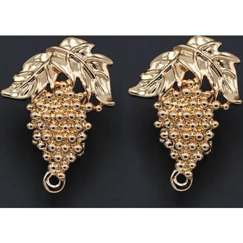 Earrings Post with Loop Hanger Filigree Grapes Shape DIY Retro Metal Clip Stud Earrings Jewelry Findings 18*25mm 10 Pairs