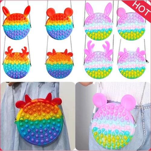 Silicone Macaron Bag Fidget Toys Reliver Stress Rainbow Push Bubble Simpl Dimmer Antistress Toys For Children Sensory Game Gift