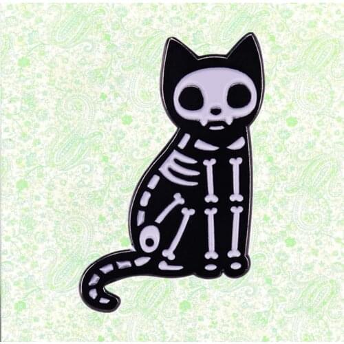 Skeleton Kitty cute spooky X-Ray Dark Cat Animal Bone Radiology Punk Enamel Pin skull art Gothic badge funny Halloween gift