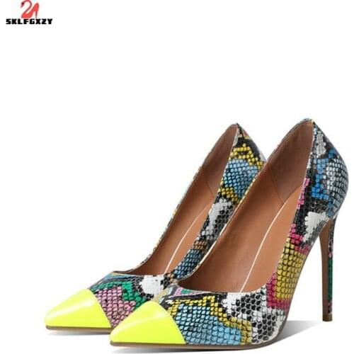 SKLFGXZY Brand New European Style Women Sexy Multicolor High Heels Pointed Womens Shoes Party Fashion Fine with Pumps