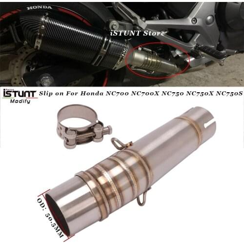 Slip on For Honda NC700 NC700X NC750 NC750X NC750S Middle Link Tube Motorcycle Escape Exhaust Pipe Modified 51mm interface