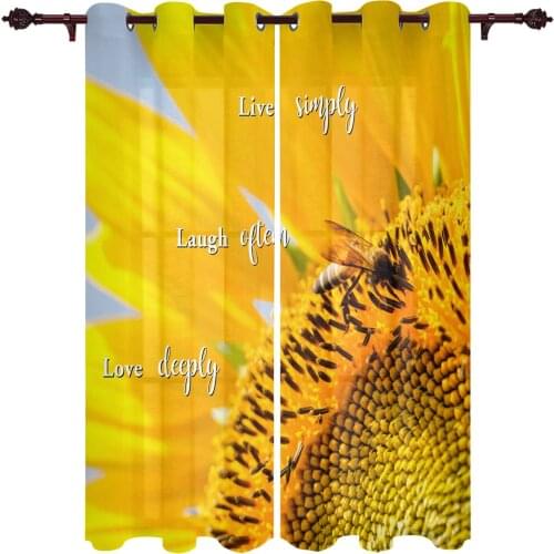 Modern Curtains Bee Flower Sunflower Baby Room Bedroom Creative Window Curtains Kitchen Living Room Terrace Valance Curtains