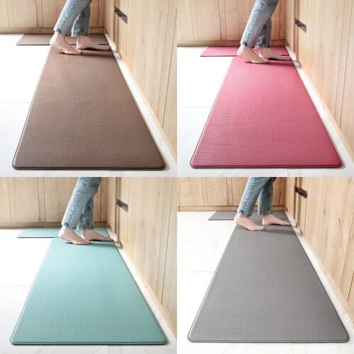 Kitchen Carpet Waterproof Oilproof Kitchen Mat Non Slip Floor Mat for Living Room Bedroom Doormat Grey Black