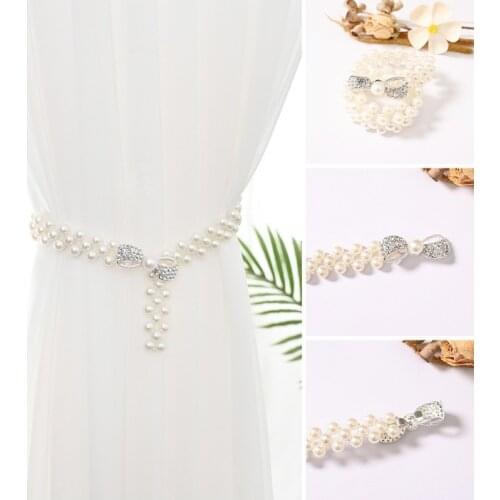 1pcs Pearl Bowknot Curtain Tie Backs Holdbacks Buckle Clips Accessories European Curtain Rope Hook Holder Home Decoration