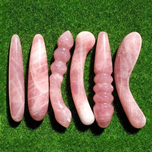 1 Pcs 18 CM Natural Rose quartz crystal massage wand for woman