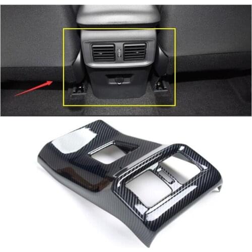 1pc Car Air Vent Cover Trim Carbon Fiber Look Rear Seat ABS Plastic Air Vent Cover Trims For Toyota Rav4 2019 2020