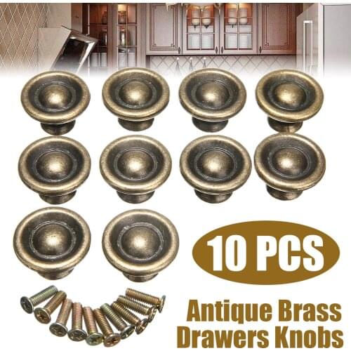 10pcs Furniture Knobs Antique Brass Handles Cupboard Wardrobe Doors Cabinet Drawers Cabinet Hardware Knobs