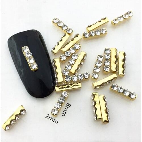 10pcs/bag Japan Korea New 3D Nail Art Decoration Metal Kawaii Geometry with Glitter Crystal Nail Accessory DIY Charm Nail Tools