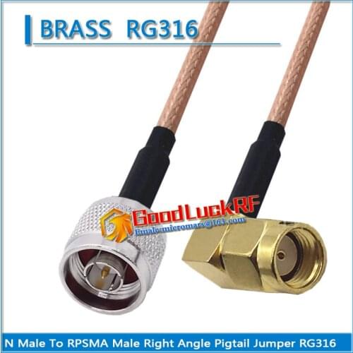 1X Pcs N Male to RPSMA RP-SMA RP SMA Male Right Angle 90 Degree Coaxial Type Pigtail Jumper RG316 Cable N to RPSMA Low Loss