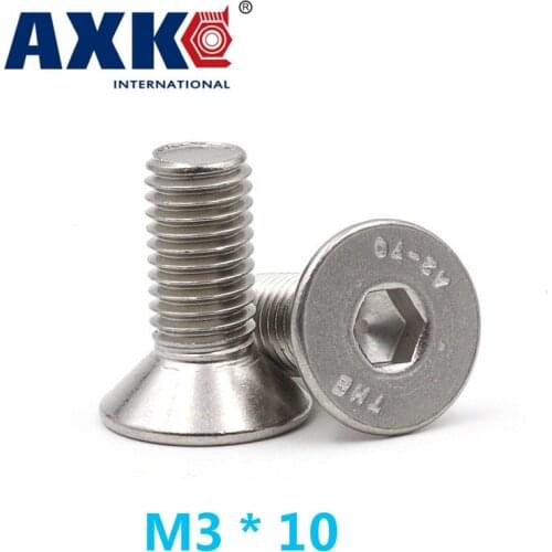 2019 Limited New Bolt Fastener Round Axk 40pcs 304 Stainless Steel Countersunk Head Hex / Flat Allen Screws M3 * 10