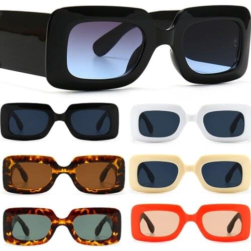 2021 Vintage Thick Legs Frame Square Sunglasses Luxury Brand Designer Gradient Female Big Frame UV400 Women Cream Color Oculos