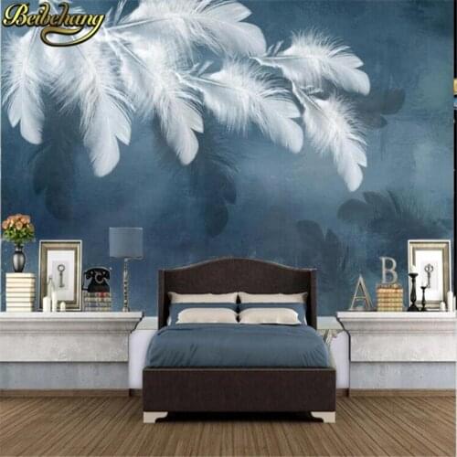Beibehang Custom papel de parede 3d mural wallpaper Nordic white feather Mural Wall Paper Living Room TV Bedroom 3D Fresco Home