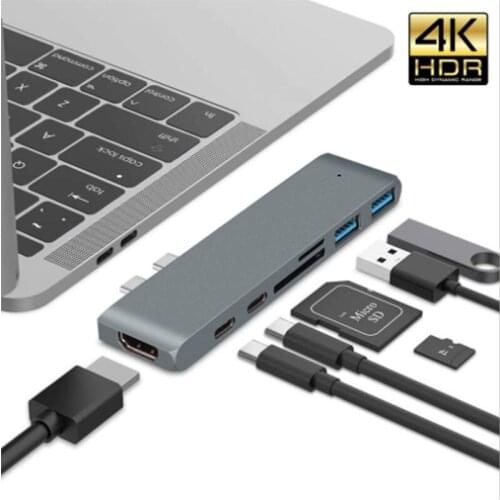 4K HD USB C Hub USB 3.1 Type-C To HDMI-Compatible Adapter with TF SD Reader Slot Multi-Ports 5Gbps Hub for MacBook Pro Air