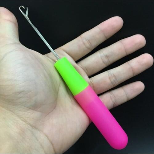 5pcs/lot Plastic crochet braid needle Feather Hair Extension Tools Wig Hook Needle Threader Knitting hair crochet needles