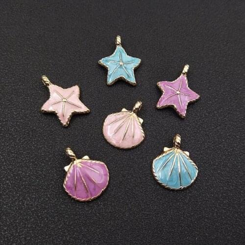 50pcs Shell Starfish Pendant Rhinestone Appliques Flatback Jewelry strass Earring Necklace Brooch Buckle Hairpin Hair Clip Decor