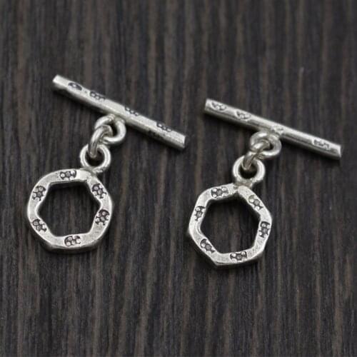 925 Sterling Silver Carved Craft Toggle Clasps Hooks Vintage Silver OT Clasp Connectors For Necklace Bracelets DIY Jewelry Make