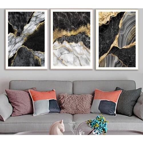 Abstract Marbling Canvas Paintings Gold Foil Wall Art Prints Poster Living Room Decor Paintings On The Wall Home Decor