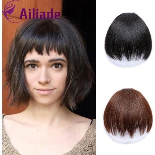 AILIADE 2020 Natural Short Synthetic Bangs Accessories Heat Resistant Fiber For Women Daily Brown Black Fake Hair Bangs