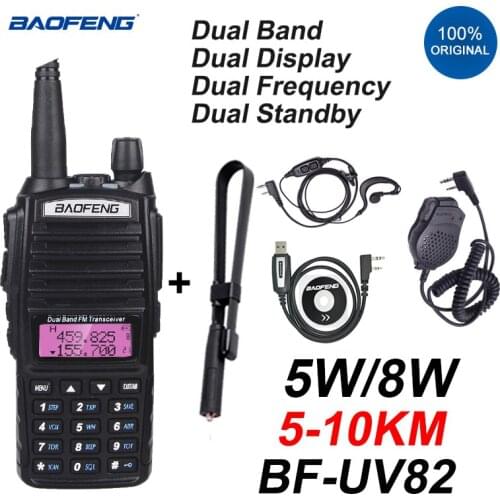 BAOFENG UV82 Walkie-Talkie Powerful 5/8W 10km 2Way Radio Dual Band Long Range Handheld Transceiver BF UV-82 VHF UHF Radios 2021